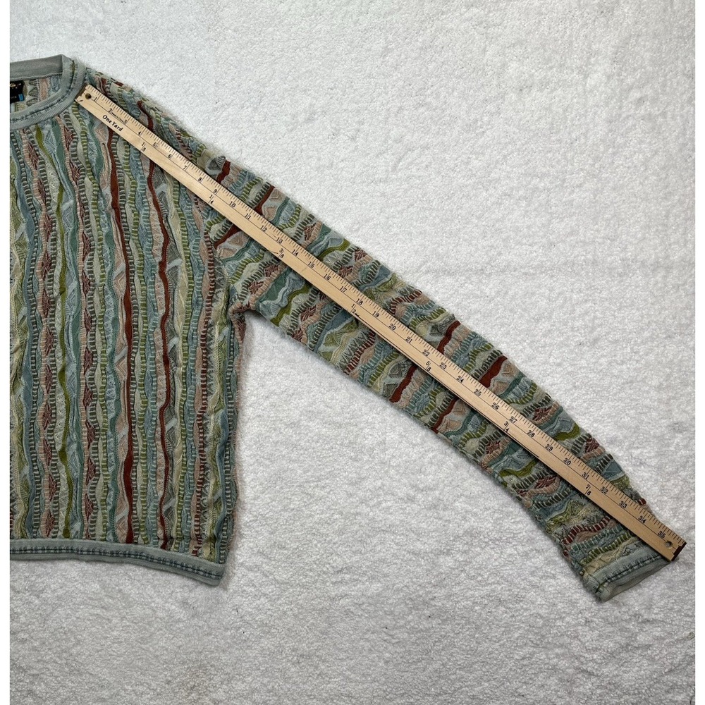 COOGI Women's 3D Cable Knit Crew Neck Size XL Sage Green Colorful 90's - Picture 10 of 13